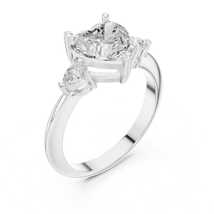 Heart Three Stone Lab Grown Diamond Engagement Ring