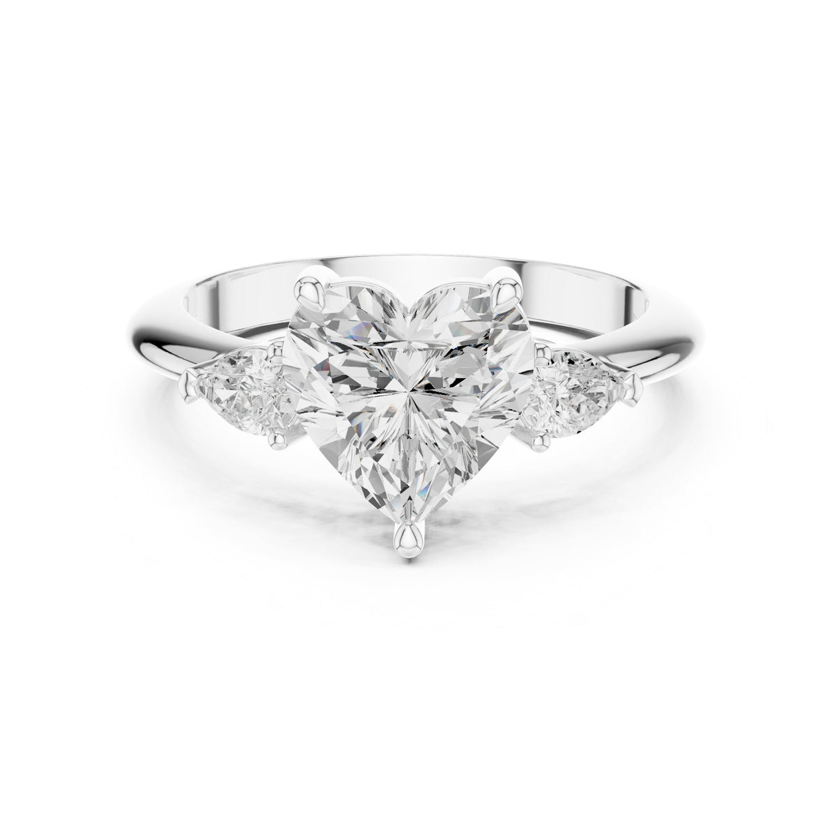 Heart Three Stone Lab Grown Diamond Engagement Ring