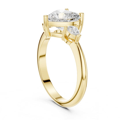 Heart Three Stone Lab Grown Diamond Engagement Ring