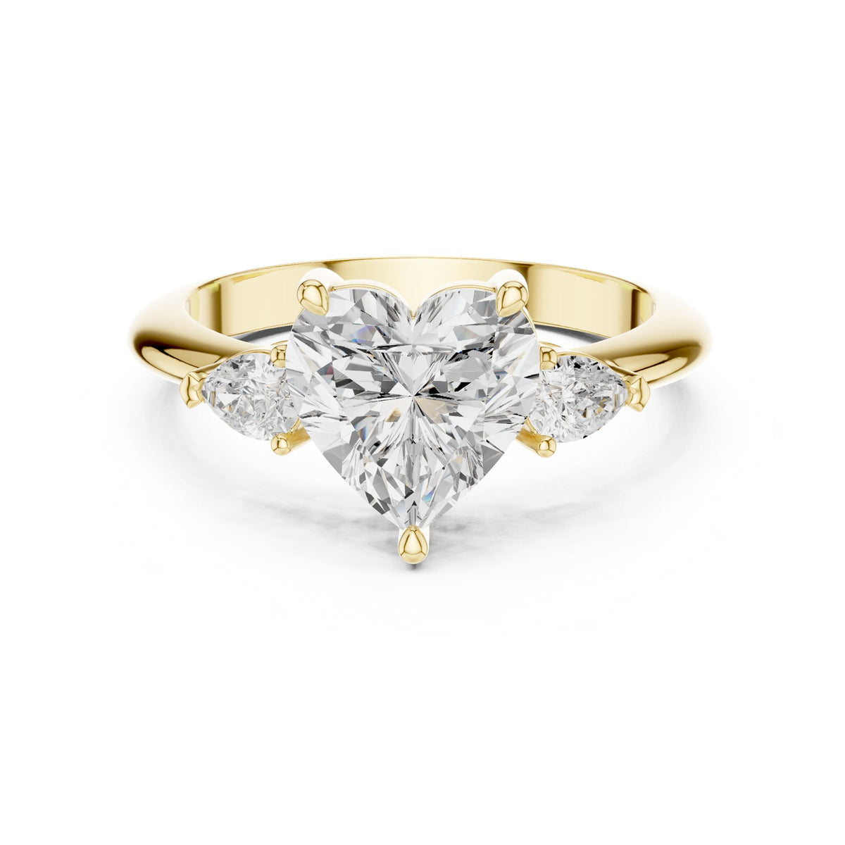 Heart Three Stone Lab Grown Diamond Engagement Ring