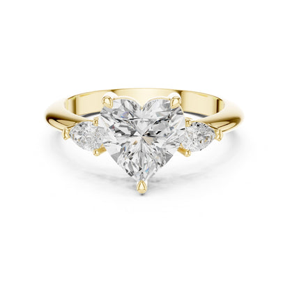 Heart Three Stone Lab Grown Diamond Engagement Ring