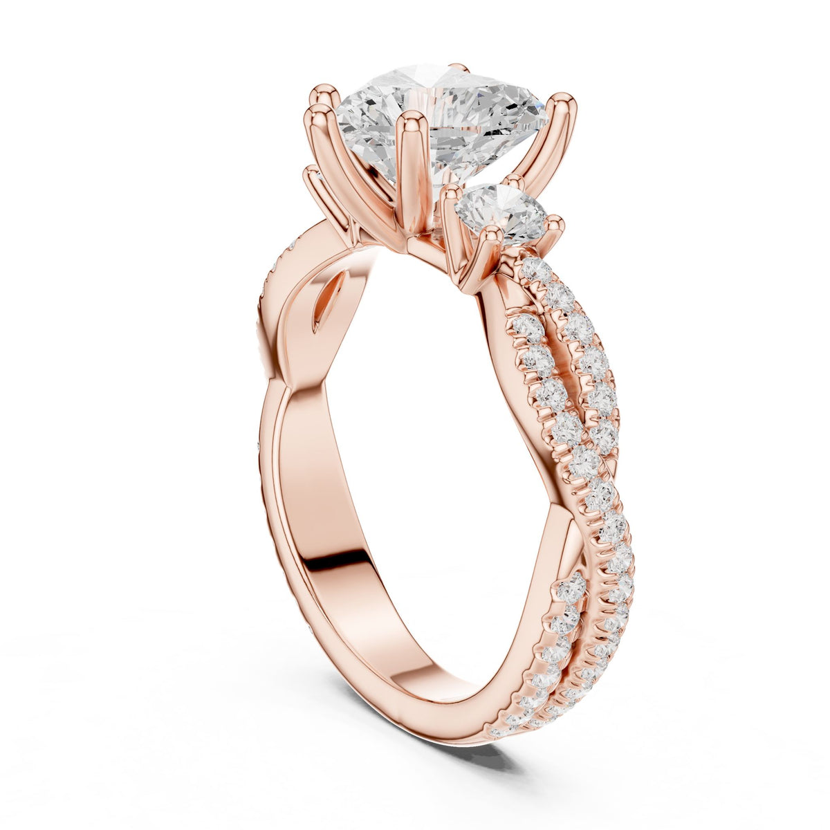 Heart Three Stone Lab Grown Diamond Engagement Ring