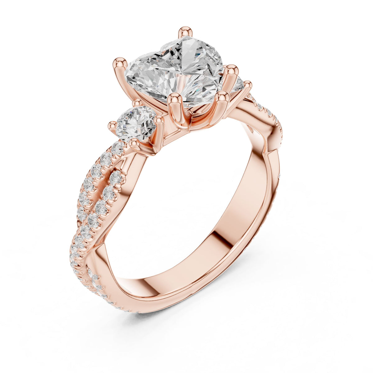 Heart Three Stone Lab Grown Diamond Engagement Ring