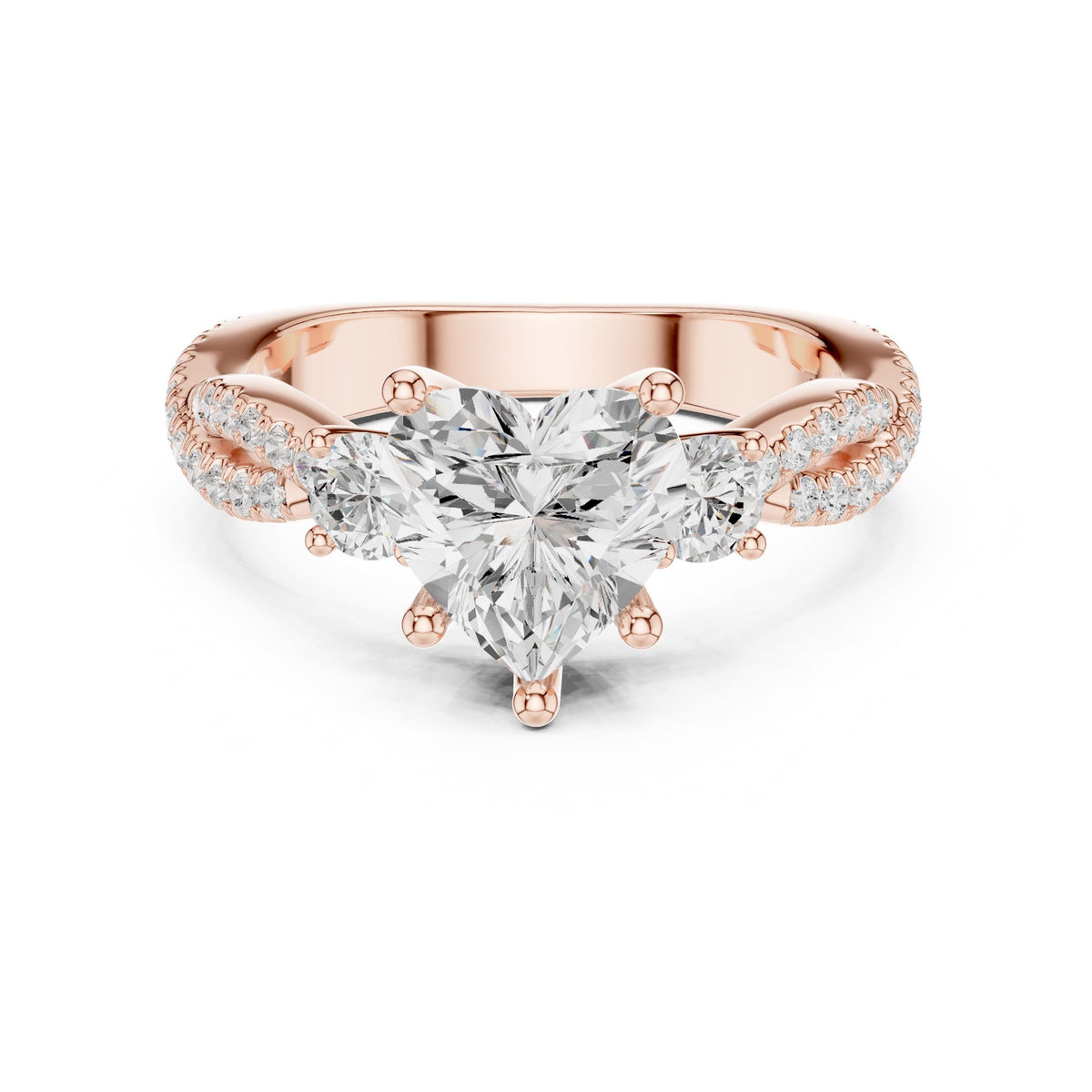 Heart Three Stone Lab Grown Diamond Engagement Ring