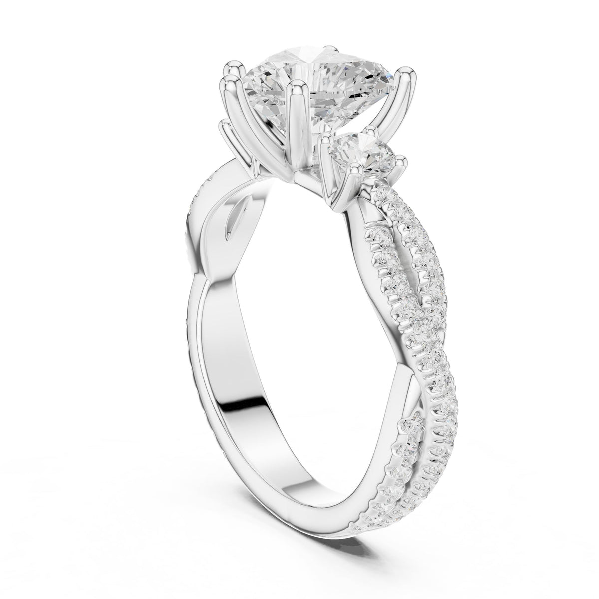 Heart Three Stone Lab Grown Diamond Engagement Ring