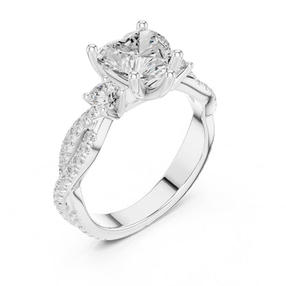 Heart Three Stone Lab Grown Diamond Engagement Ring