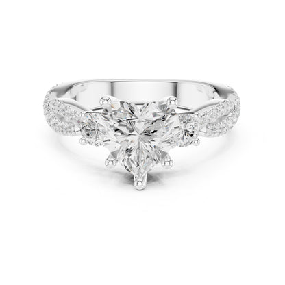 Heart Three Stone Lab Grown Diamond Engagement Ring