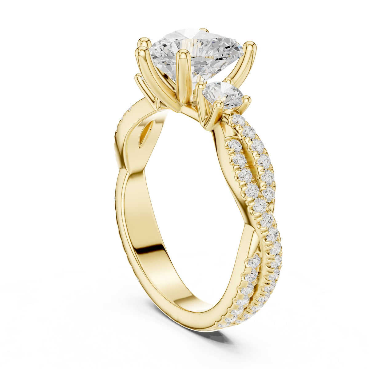 Heart Three Stone Lab Grown Diamond Engagement Ring