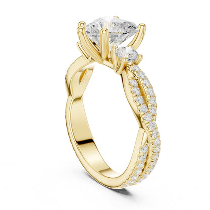 Heart Three Stone Lab Grown Diamond Engagement Ring