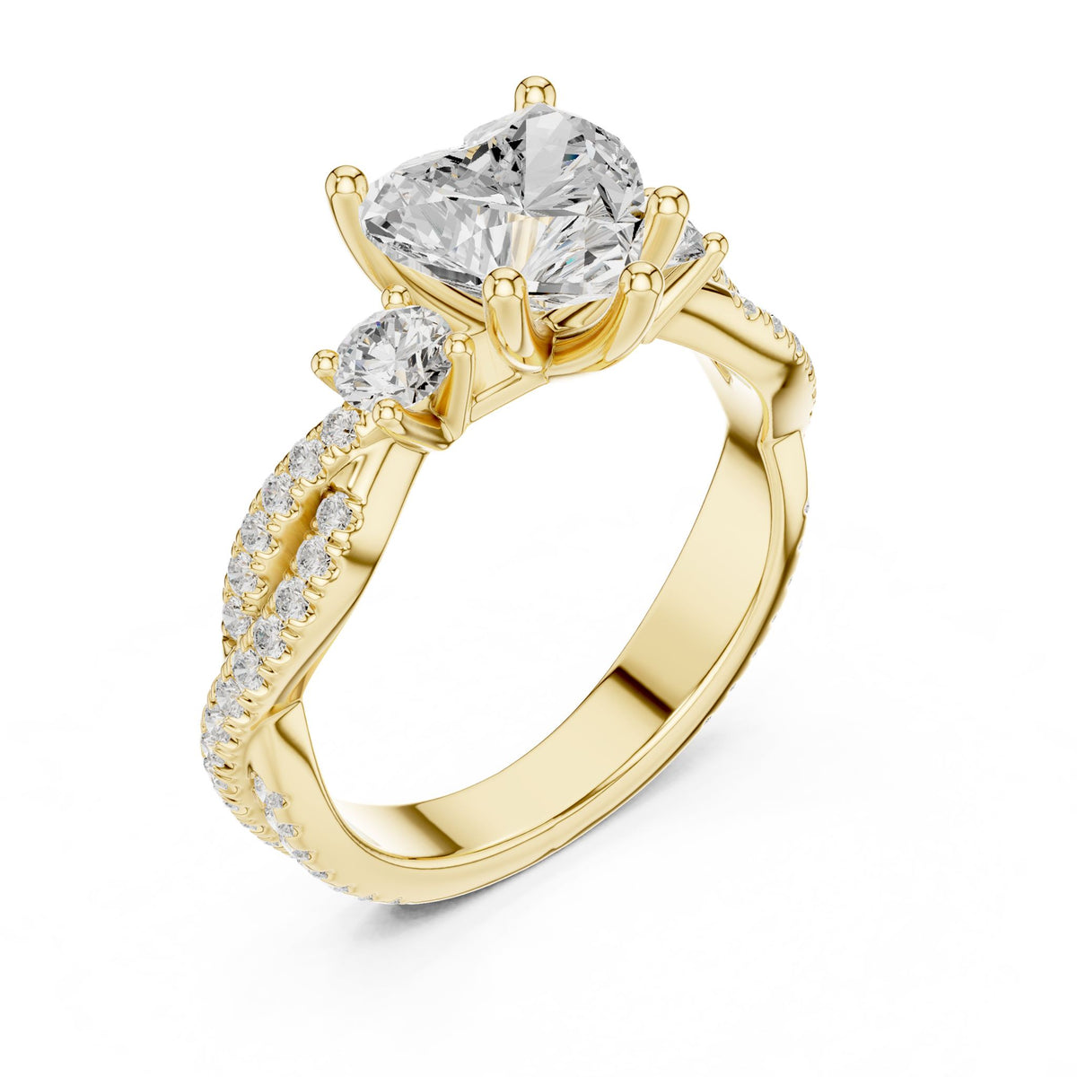 Heart Three Stone Lab Grown Diamond Engagement Ring