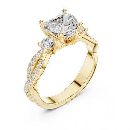 Heart Three Stone Lab Grown Diamond Engagement Ring