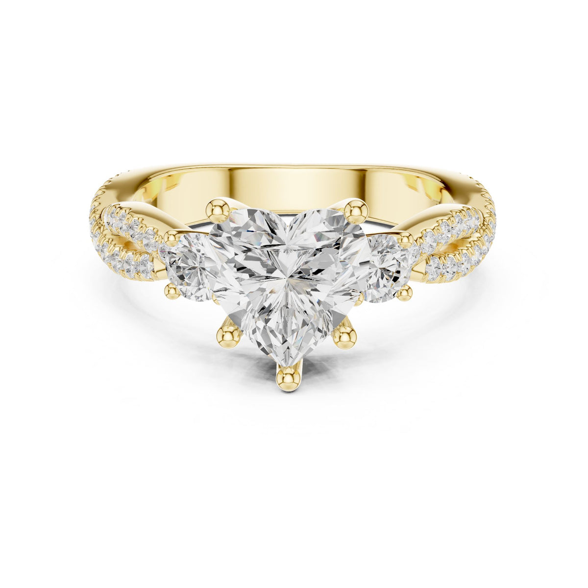 Heart Three Stone Lab Grown Diamond Engagement Ring