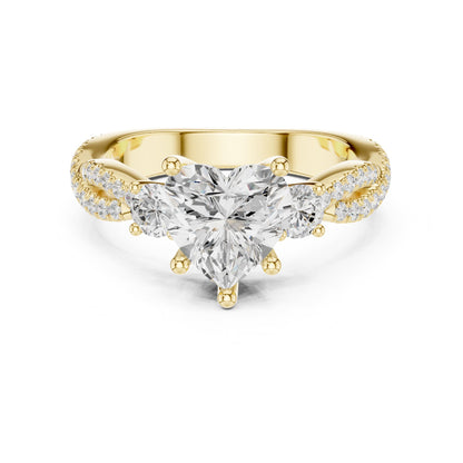 Heart Three Stone Lab Grown Diamond Engagement Ring