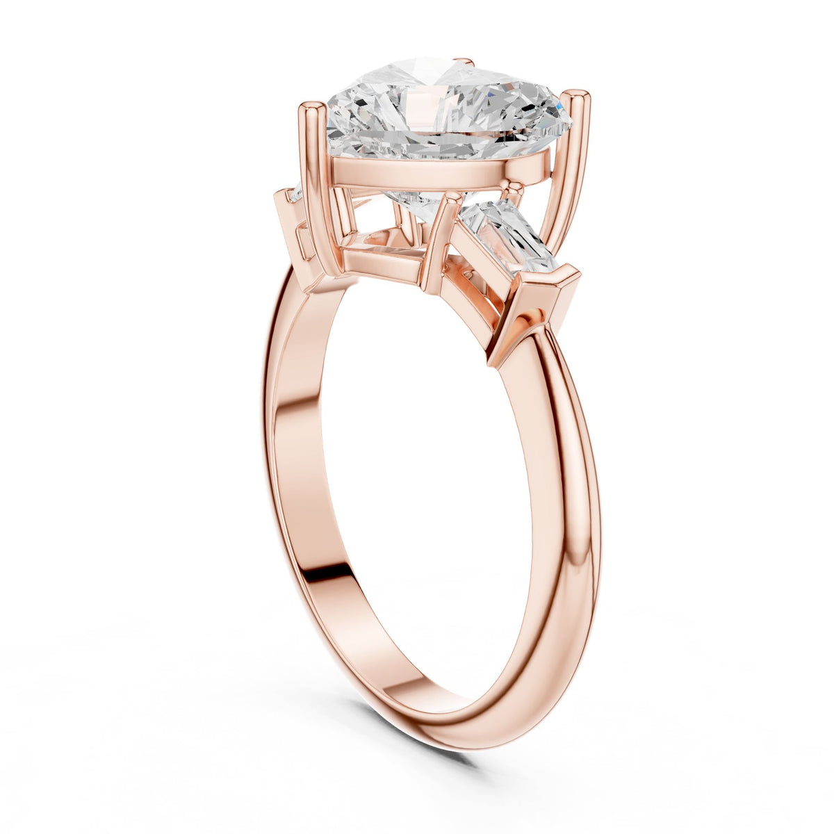 Heart Three Stone Lab Grown Diamond Engagement Ring