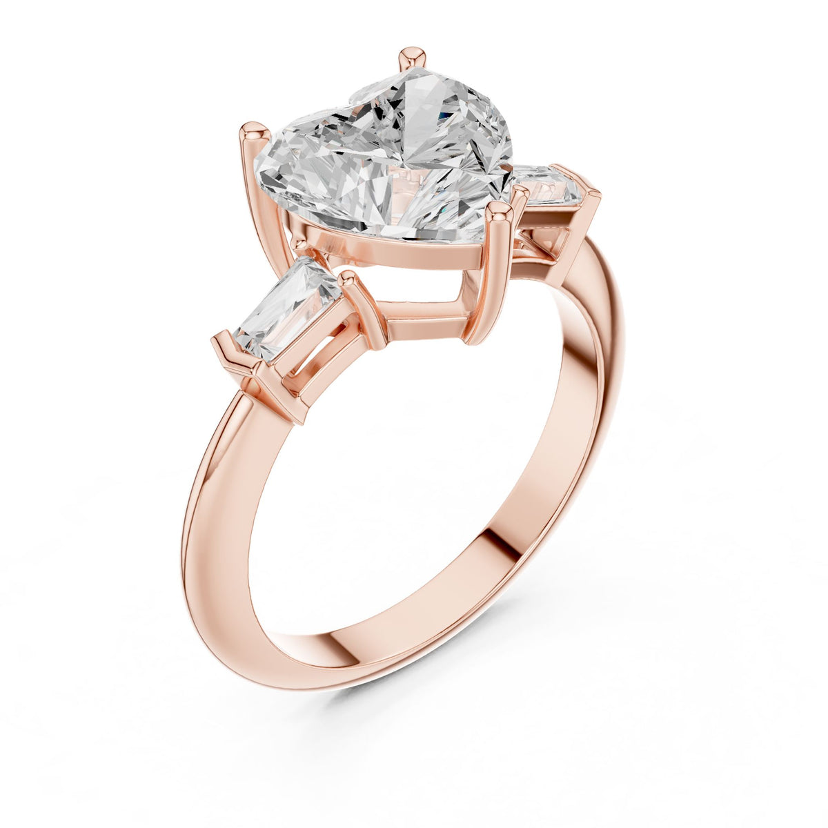 Heart Three Stone Lab Grown Diamond Engagement Ring