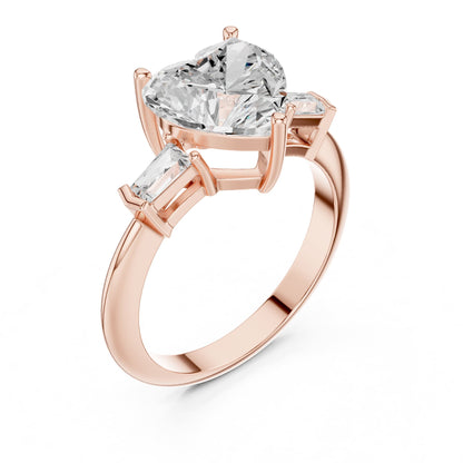 Heart Three Stone Lab Grown Diamond Engagement Ring