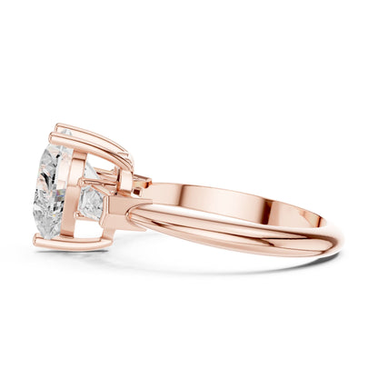 Heart Three Stone Lab Grown Diamond Engagement Ring