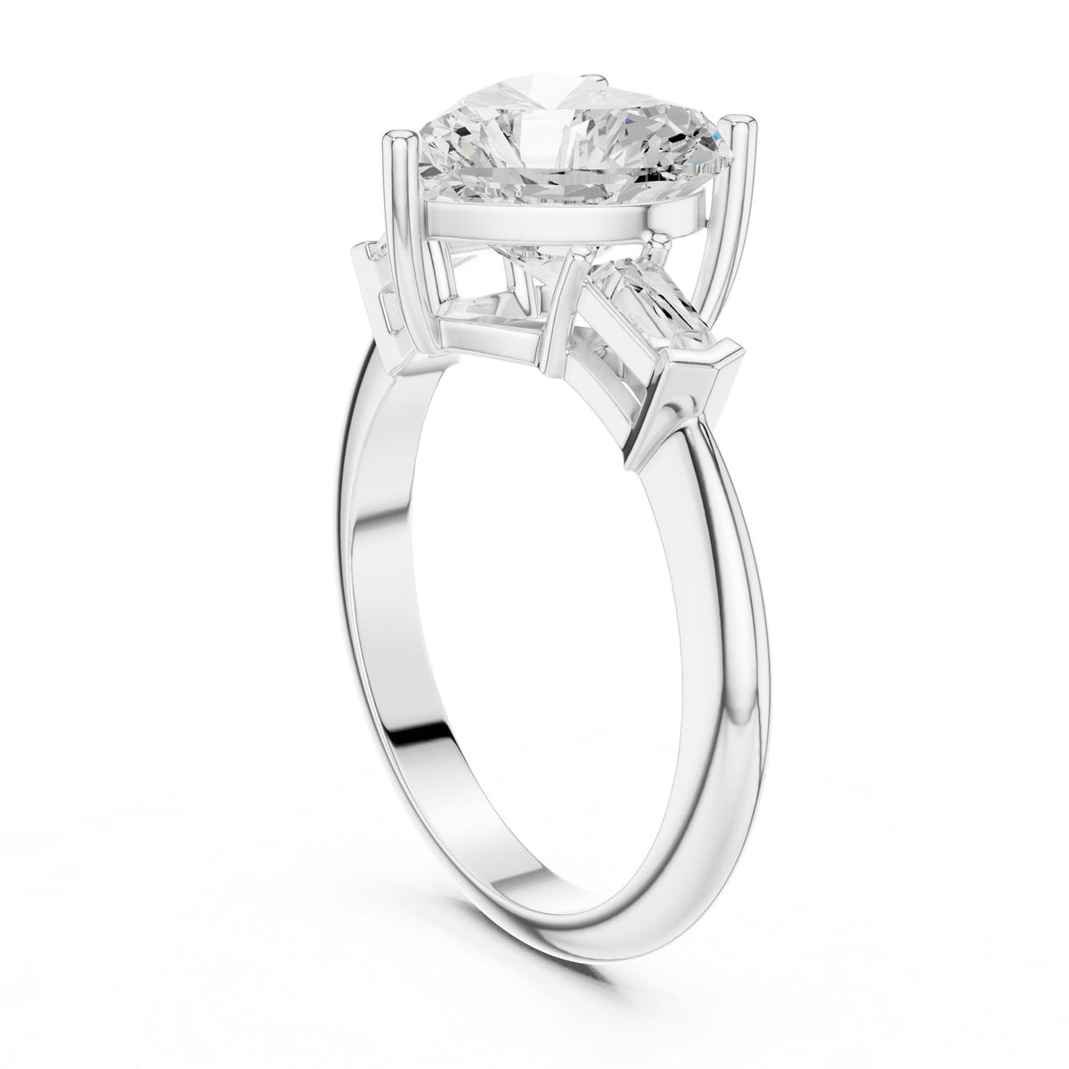 Heart Three Stone Lab Grown Diamond Engagement Ring