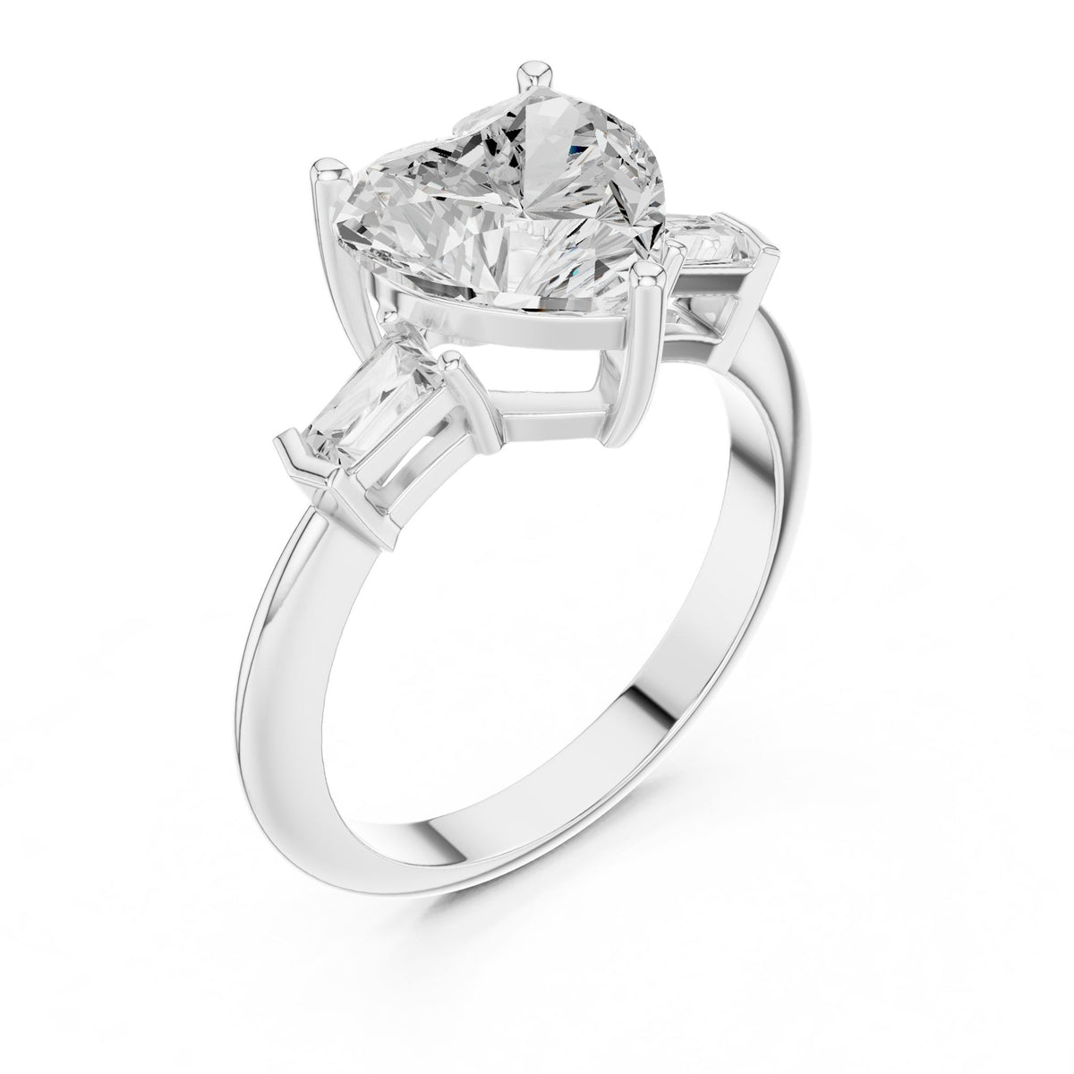 Heart Three Stone Lab Grown Diamond Engagement Ring
