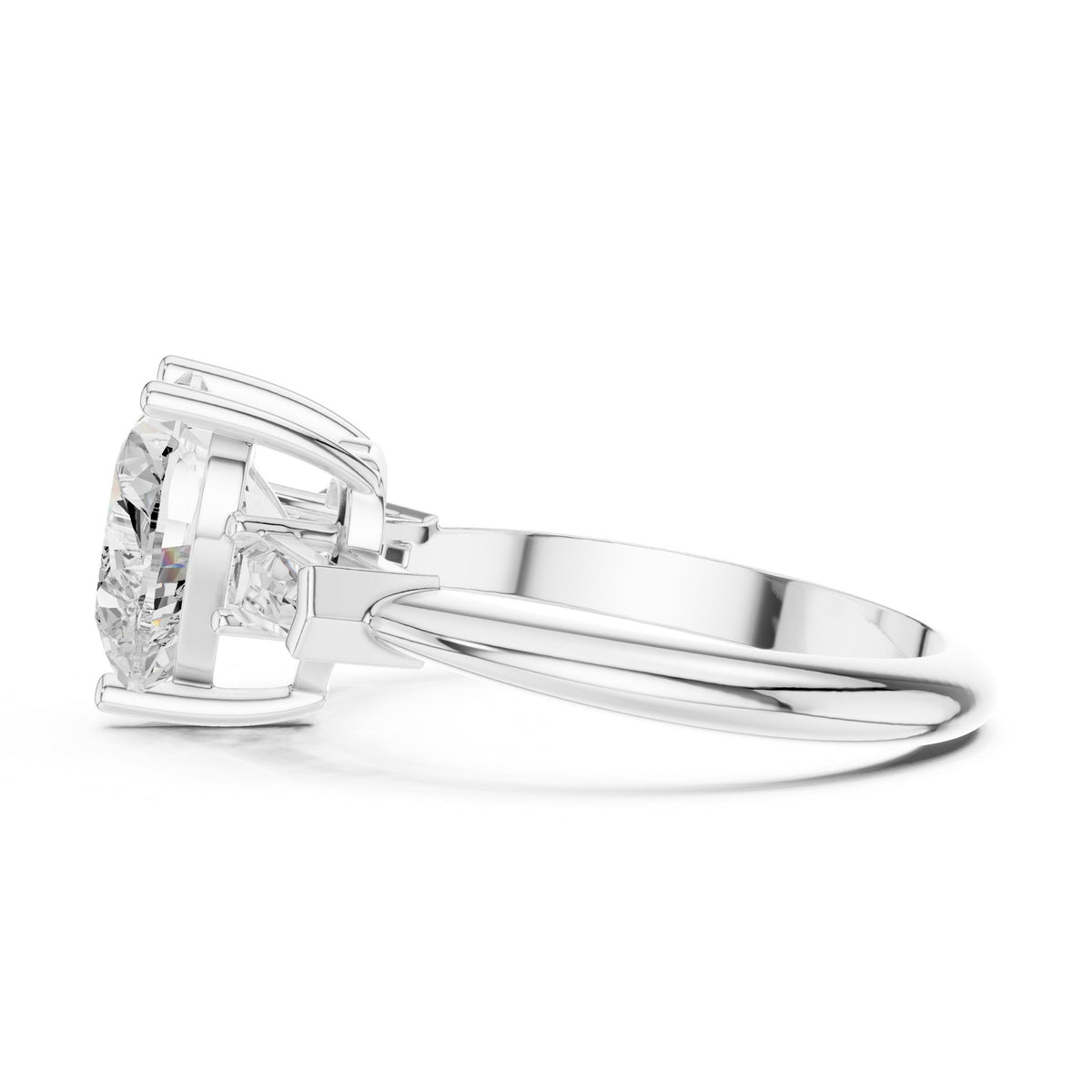 Heart Three Stone Lab Grown Diamond Engagement Ring