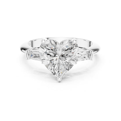 Heart Three Stone Lab Grown Diamond Engagement Ring