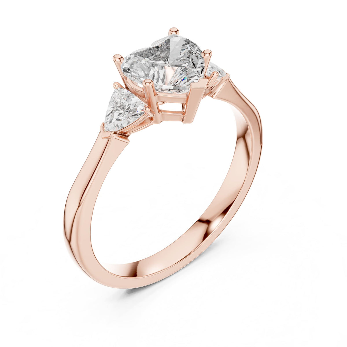 Heart Three Stone Lab Grown Diamond Engagement Ring