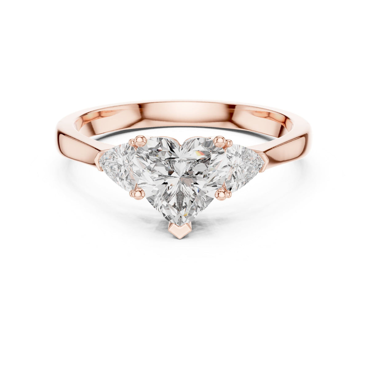 Heart Three Stone Lab Grown Diamond Engagement Ring