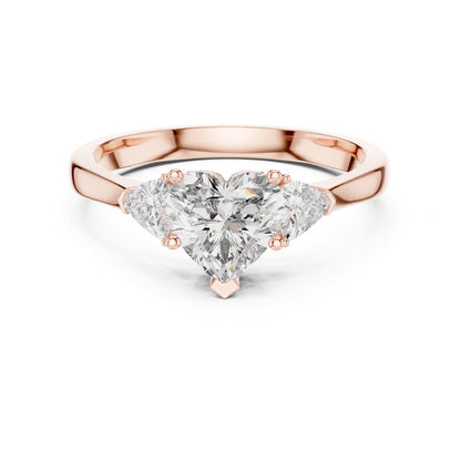 Heart Three Stone Lab Grown Diamond Engagement Ring