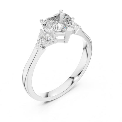 Heart Three Stone Lab Grown Diamond Engagement Ring