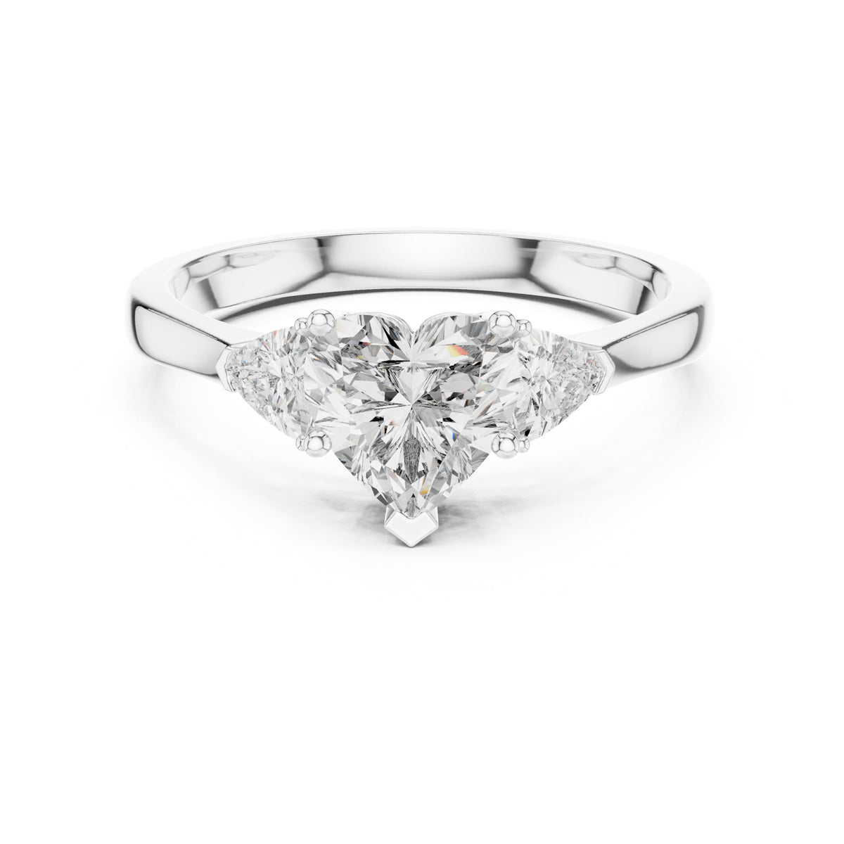 Heart Three Stone Lab Grown Diamond Engagement Ring