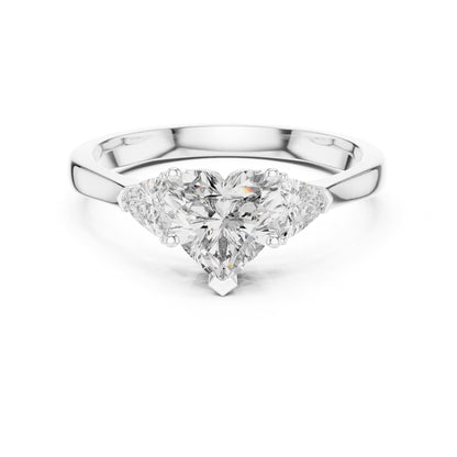 Heart Three Stone Lab Grown Diamond Engagement Ring