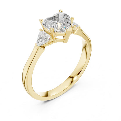 Heart Three Stone Lab Grown Diamond Engagement Ring