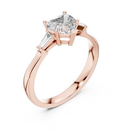 Heart Three Stone Lab Grown Diamond Engagement Ring