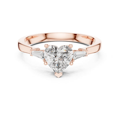 Heart Three Stone Lab Grown Diamond Engagement Ring