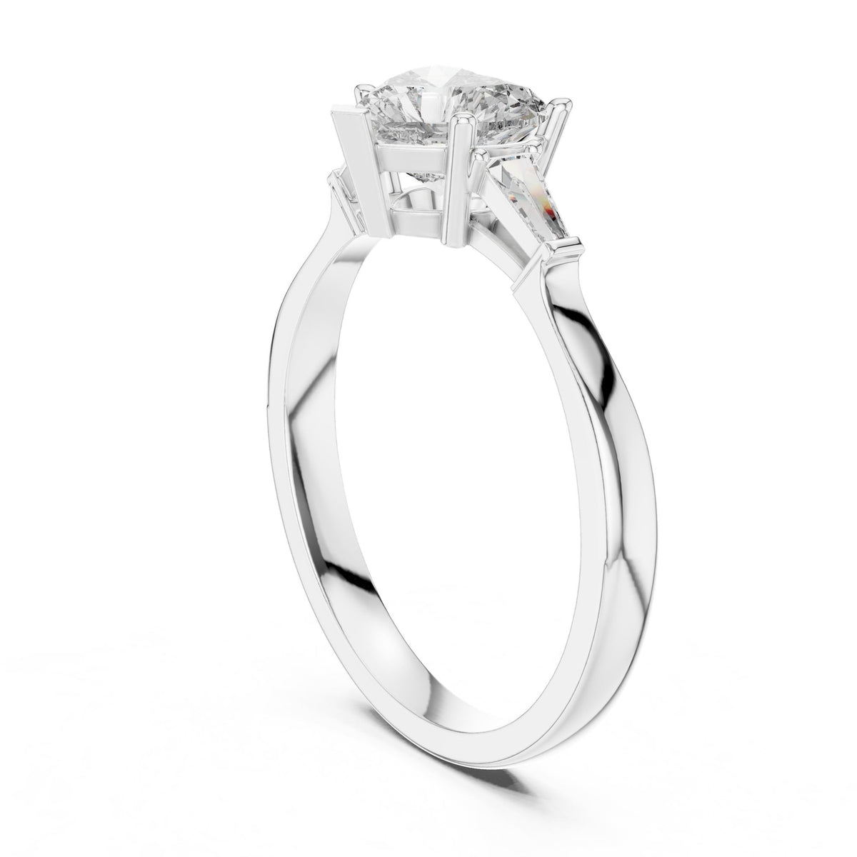 Heart Three Stone Lab Grown Diamond Engagement Ring