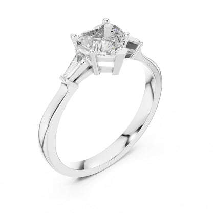 Heart Three Stone Lab Grown Diamond Engagement Ring