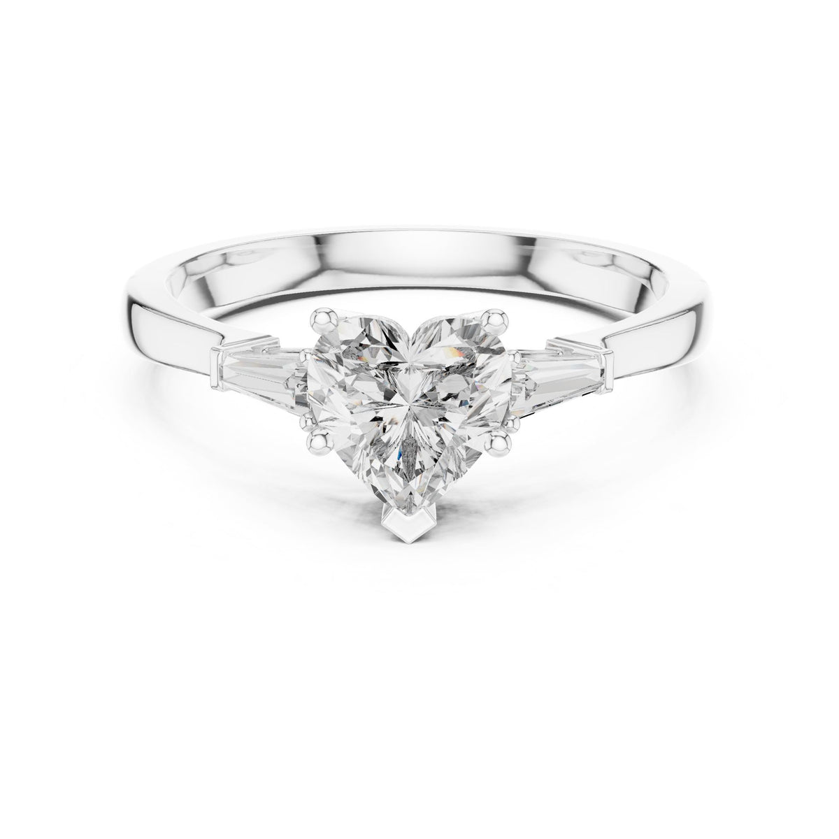 Heart Three Stone Lab Grown Diamond Engagement Ring