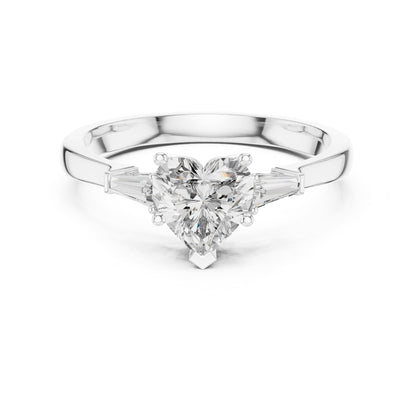 Heart Three Stone Lab Grown Diamond Engagement Ring