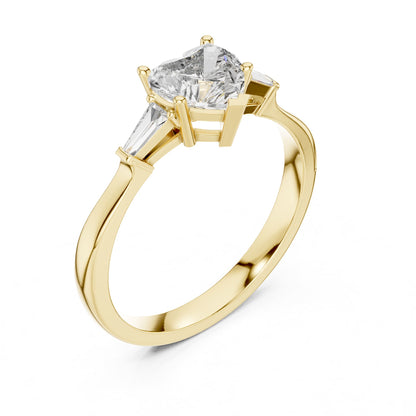 Heart Three Stone Lab Grown Diamond Engagement Ring