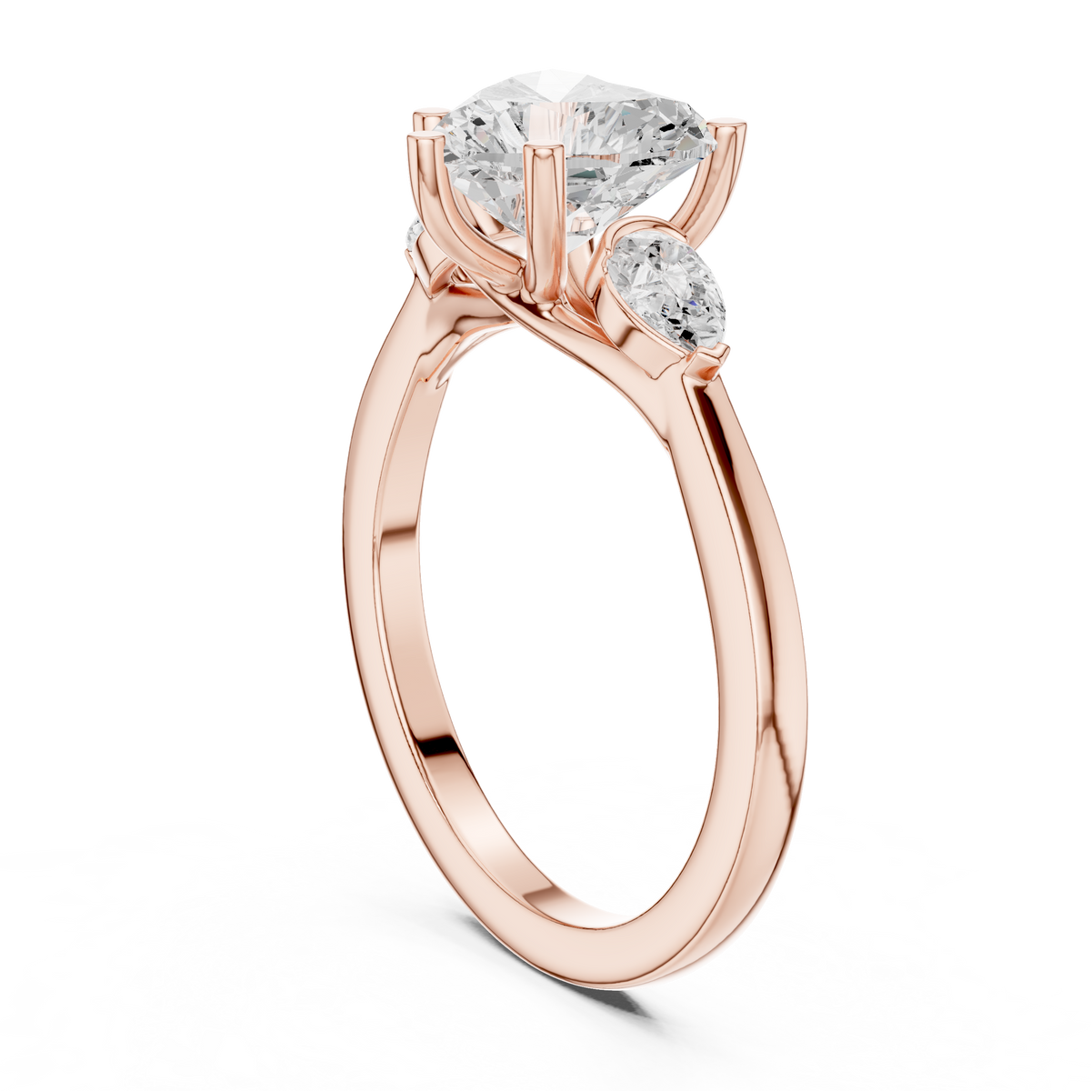 Heart Three Stone Lab Grown Diamond Engagement Ring
