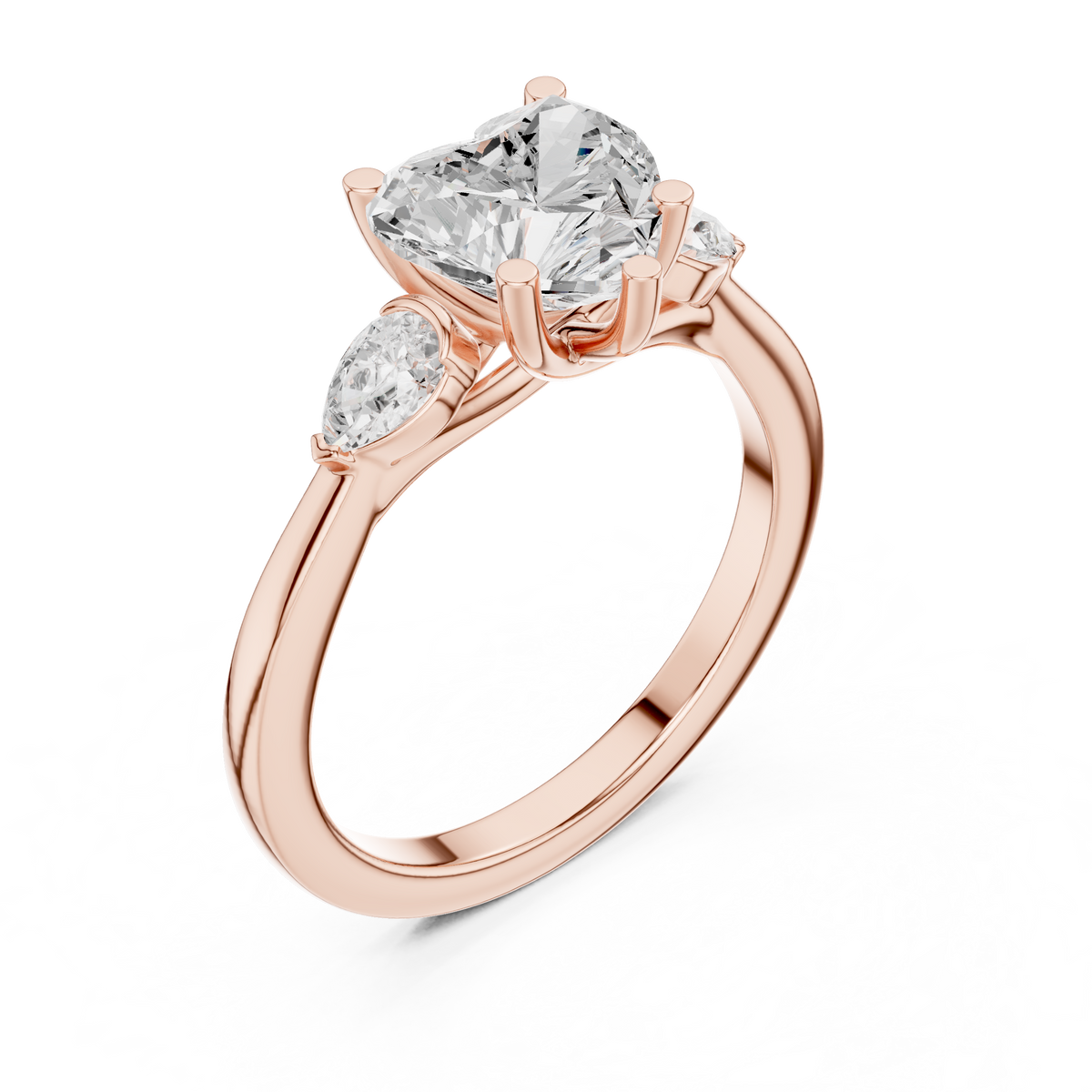 Heart Three Stone Lab Grown Diamond Engagement Ring