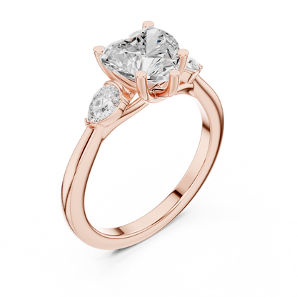Heart Three Stone Lab Grown Diamond Engagement Ring