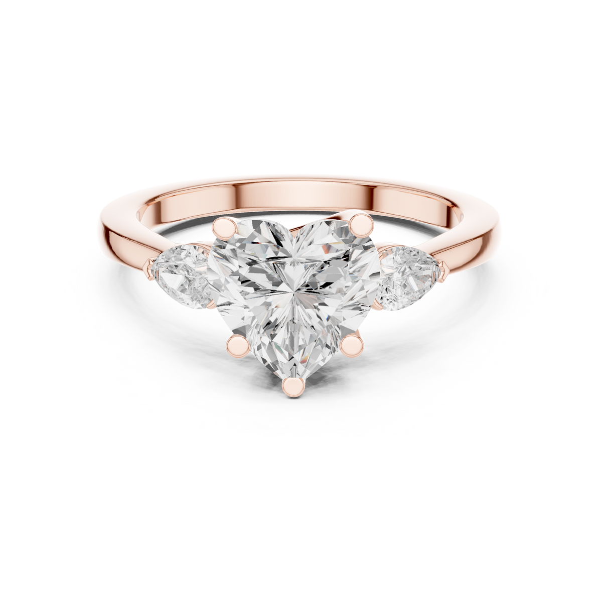 Heart Three Stone Lab Grown Diamond Engagement Ring