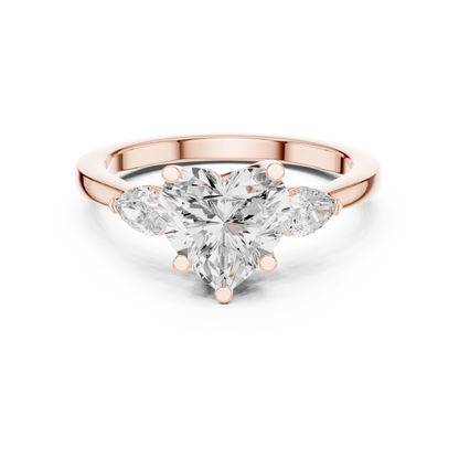 Heart Three Stone Lab Grown Diamond Engagement Ring