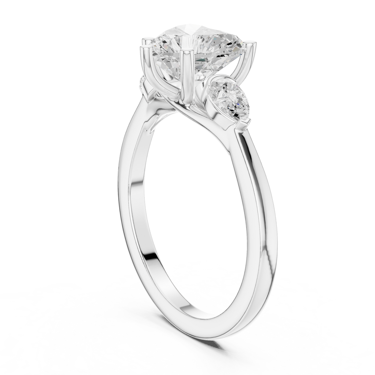 Heart Three Stone Lab Grown Diamond Engagement Ring