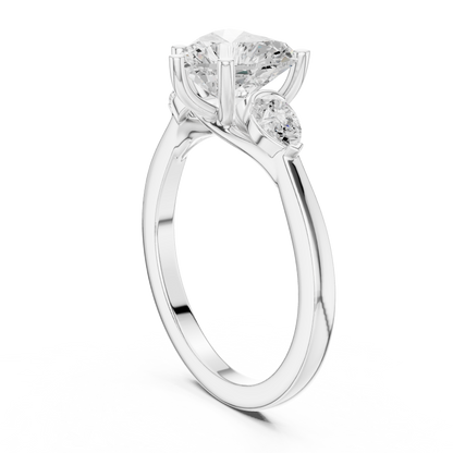 Heart Three Stone Lab Grown Diamond Engagement Ring