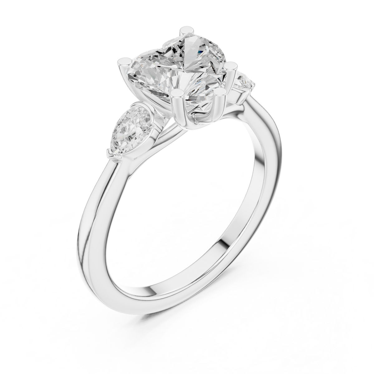 Heart Three Stone Lab Grown Diamond Engagement Ring