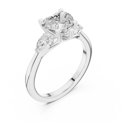 Heart Three Stone Lab Grown Diamond Engagement Ring