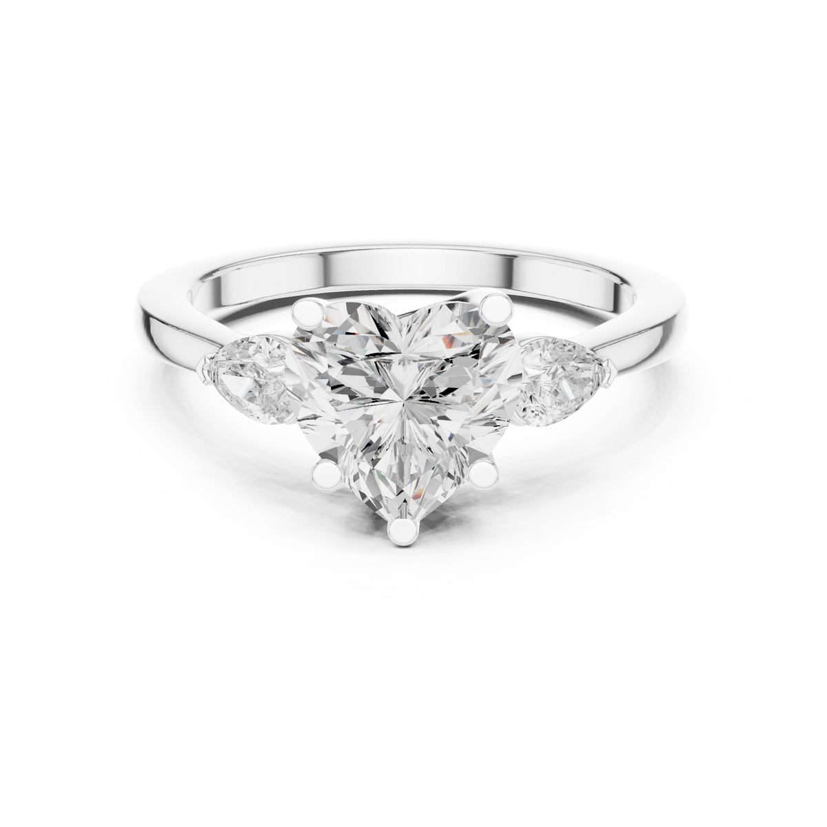 Heart Three Stone Lab Grown Diamond Engagement Ring