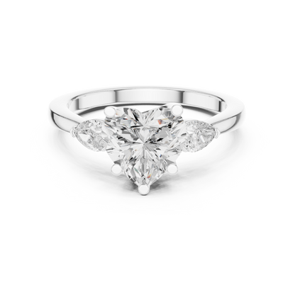 Heart Three Stone Lab Grown Diamond Engagement Ring
